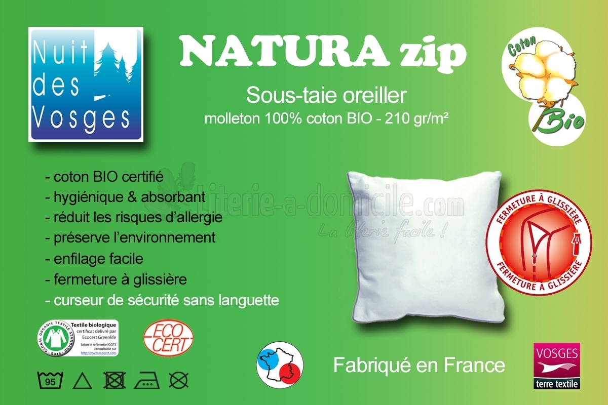 sous-taie NATURA ZIP - Literie à domicile