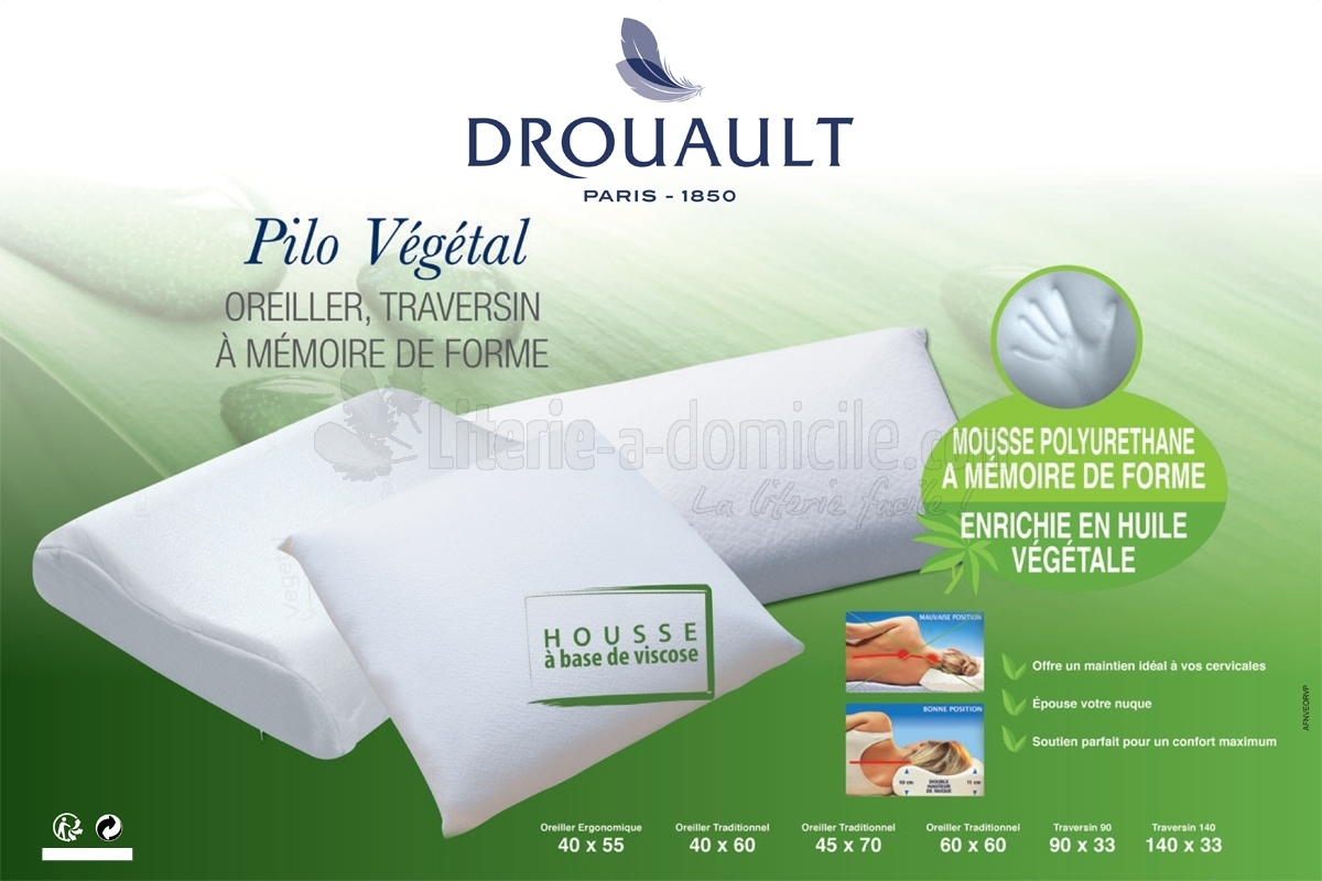 Oreiller à Mémoire de Forme | Mousse Viscoélastique 60 kg/m³ | Nuit de Coton