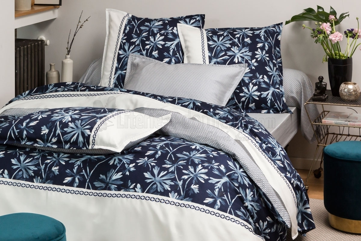 Linge de lit FLEURS INDIGO de TRADITION DES VOSGES