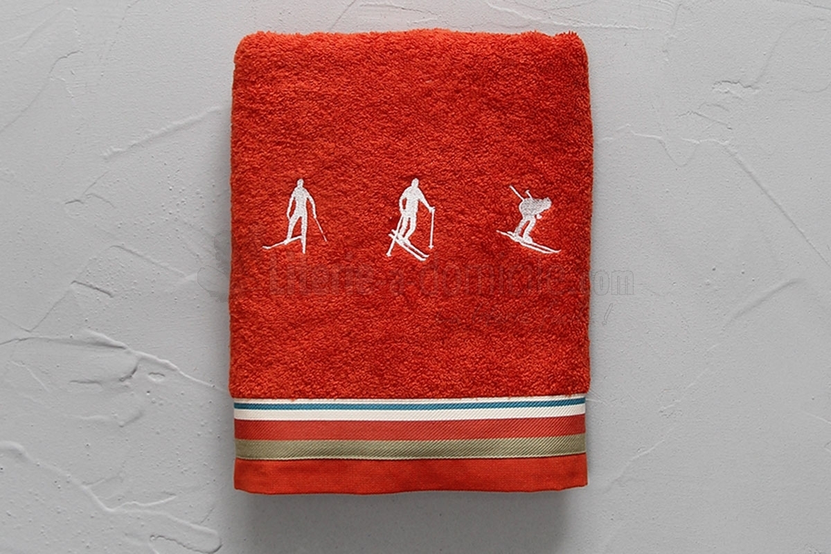Linge de toilette MOUNTAIN orange de SYLVIE THIRIEZ