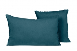 housse de coussin LIN LAVE VITI - bleu de prusse