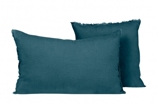 housse de coussin LIN LAVE VITI - bleu de prusse