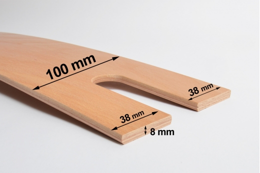 LATTE de sommier 100 x 8 mm zone épaules à enfourchement - cintrée LATTE de sommier 100 x 8 mm zone épaules à enfourchement - cintrée