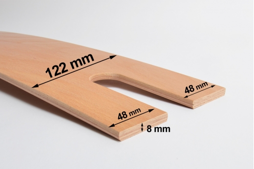 LATTE de sommier 122 x 8 - enfourchement 2 x 48 mm - cintrée