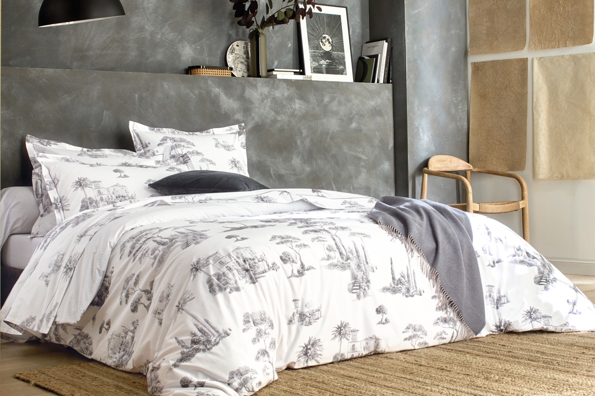Housse de couette en percale de coton ADELE fleurs brodées et torsades- blanc Becquet | 3 SUISSES