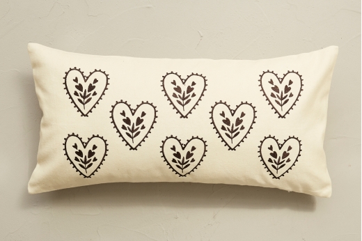 Housse de coussin rectangulaire 30x60 cm BONHEUR ECRU - SYLVIE THIRIEZ