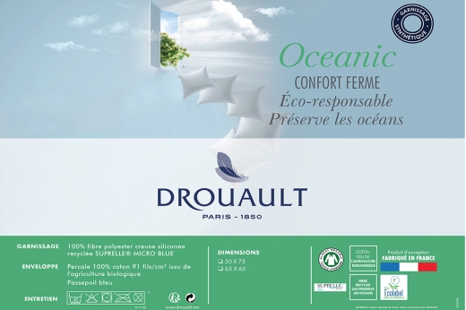 Oreiller OCÉANIC éco-responsable - DROUAULT Oreiller OCÉANIC éco-responsable - DROUAULT