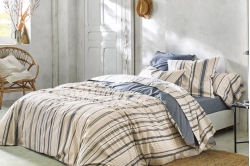 Linge de lit HORIZON INDIGO - BLANC DES VOSGES