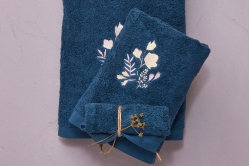 Linge de bain PÉTALES BLEU CARACTÈRE - SYLVIE THIRIEZ