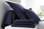 drap housse COTON PERCALE UNIE - bonnet 35 cm - BLANC DES VOSGES (navy)