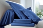 drap housse COTON PERCALE UNIE - bonnet 35 cm - BLANC DES VOSGES (bleu royal)