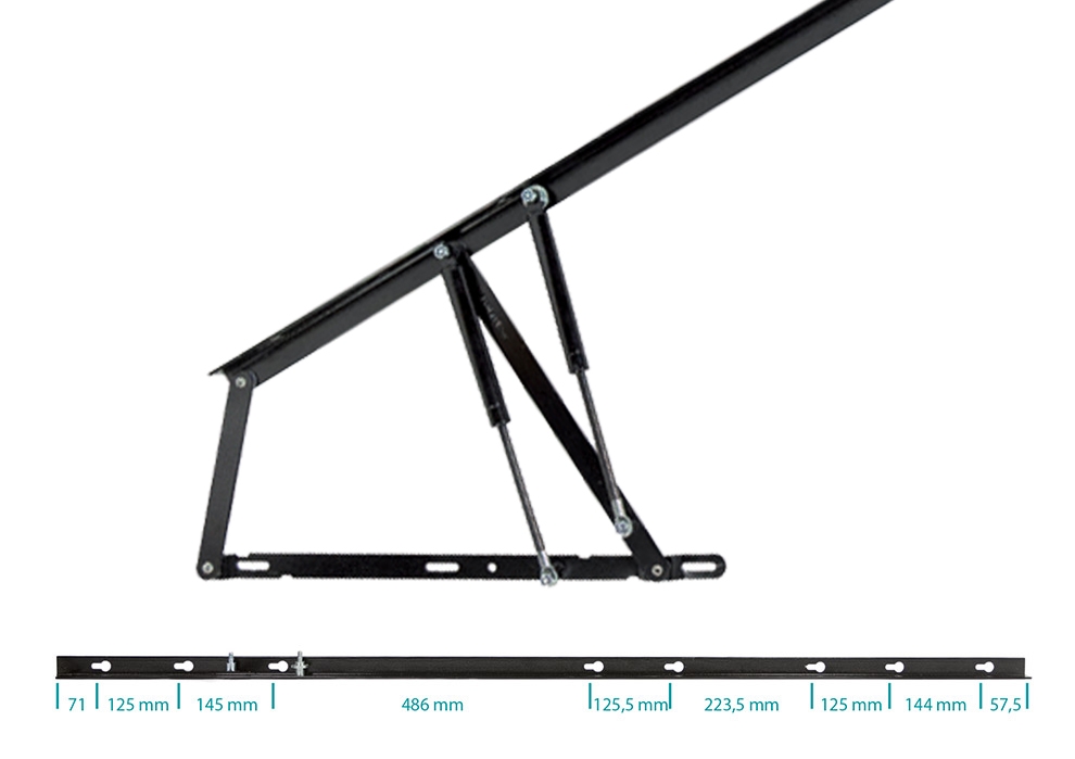 articulation 150 cm, renforcée, double vérin pour sommier coffre