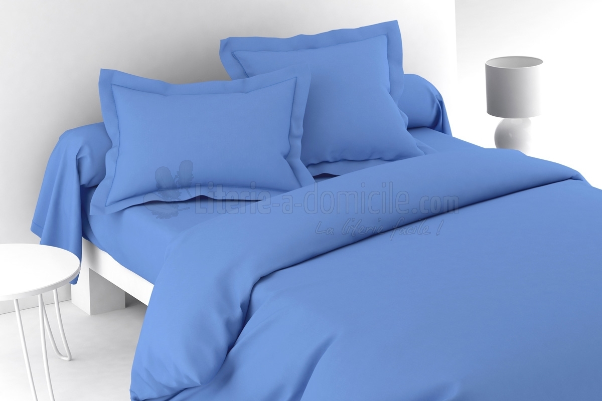 Baton rouge linge de lit Percale lavée Bleu Marine 78 fils/cm²