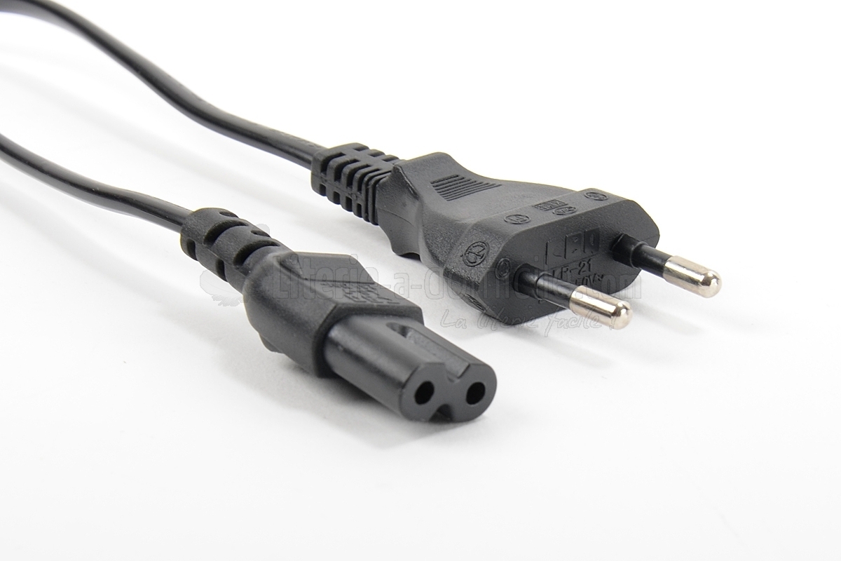 Câble d'alimentation Euro M - C7 Euro Mâle - IEC-320-C7 1 m Noir Bîpolaire  en 8.