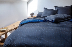 Linge de lit CONSTELLATIONS BLEU COSMOS - BLANC DES VOSGES