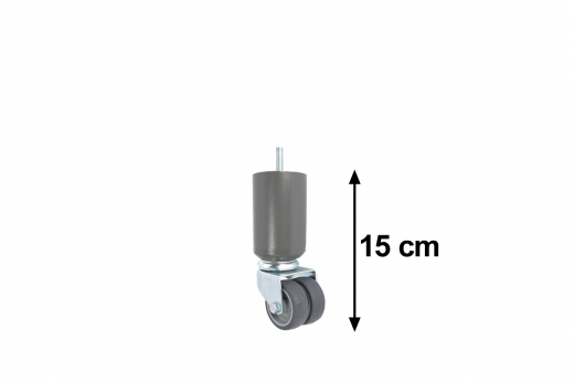 pied de lit ROULETTE CAOUTCHOUC avec ou sans frein 15 cm