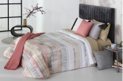 Dessus de lit matelassé MITCHELL rose piquage ligne -...