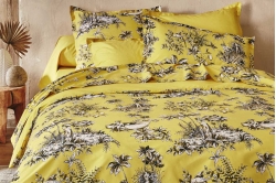 linge de lit percale de coton MARTINIQUE coloris SAFRAN -...