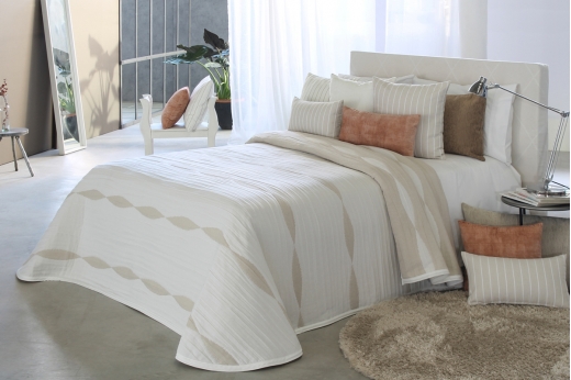 Couvre-lit Réversible Beige Lynch 180 Cm - Jacquard De Qualité, Fabriqué En Espagne Par Reig Martí
