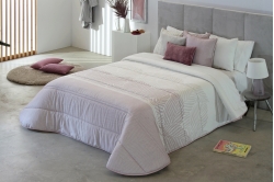 dessus de lit matelassé DOME rose - piquage ligne