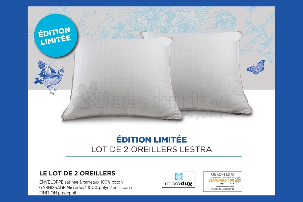 Lot de 2 Protèges Oreillers Coton Blanc des Vosges 65 x 65 Blanc