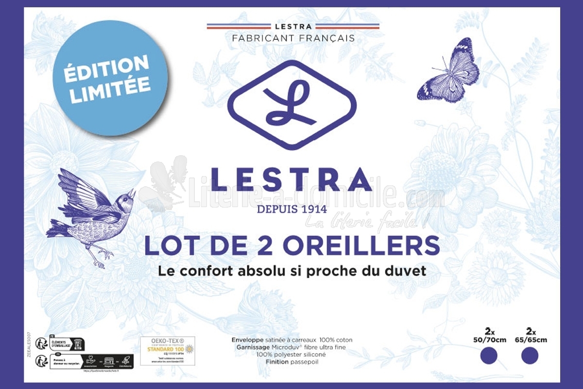 Offre limitée 2 oreillers LESTRA-FJORD MICRODUV