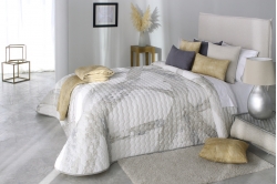 dessus de lit matelassé TROUT beige - piquage vague