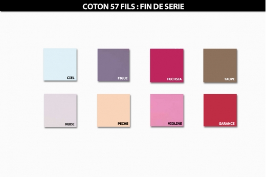 nuancier linge de lit UNI COTON 57 FILS - coloris fin de série - TRADILINGE
