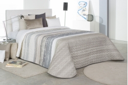 Dessus de lit matelassé BOURNE beige - piquage vague -...