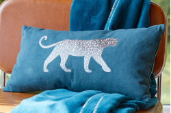 housse de coussin LEO bleu