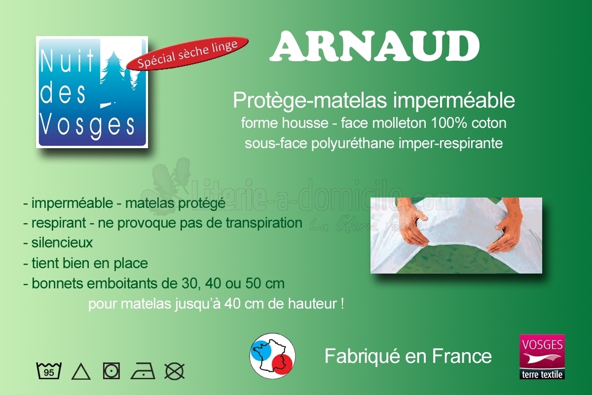 Alèse protège-matelas 90 x 200 cm imperméable 100% coton France