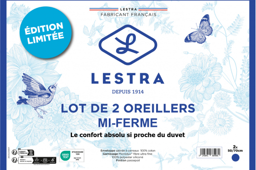 lot de 2 oreillers mi-ferme FJORD MICRODUV®