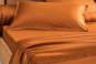 parure de lit SATIN TENCEL UNI - MOUSSON cognac - BLANC DES VOSGES