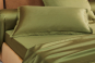parure de lit SATIN TENCEL UNI - OSMOSE romarin - BLANC DES VOSGES