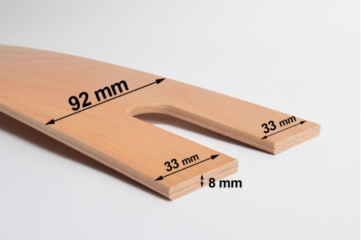 LATTE de sommier 92 x 8 mm (35-22-35) &agrave; enfourchement - cintr&eacute;e (d&eacute;class&eacute;e)