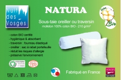 sous-taie NATURA molleton COTON BIO