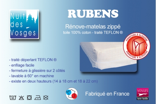 Housse intégrale rénove-matelas RUBENS avec zip