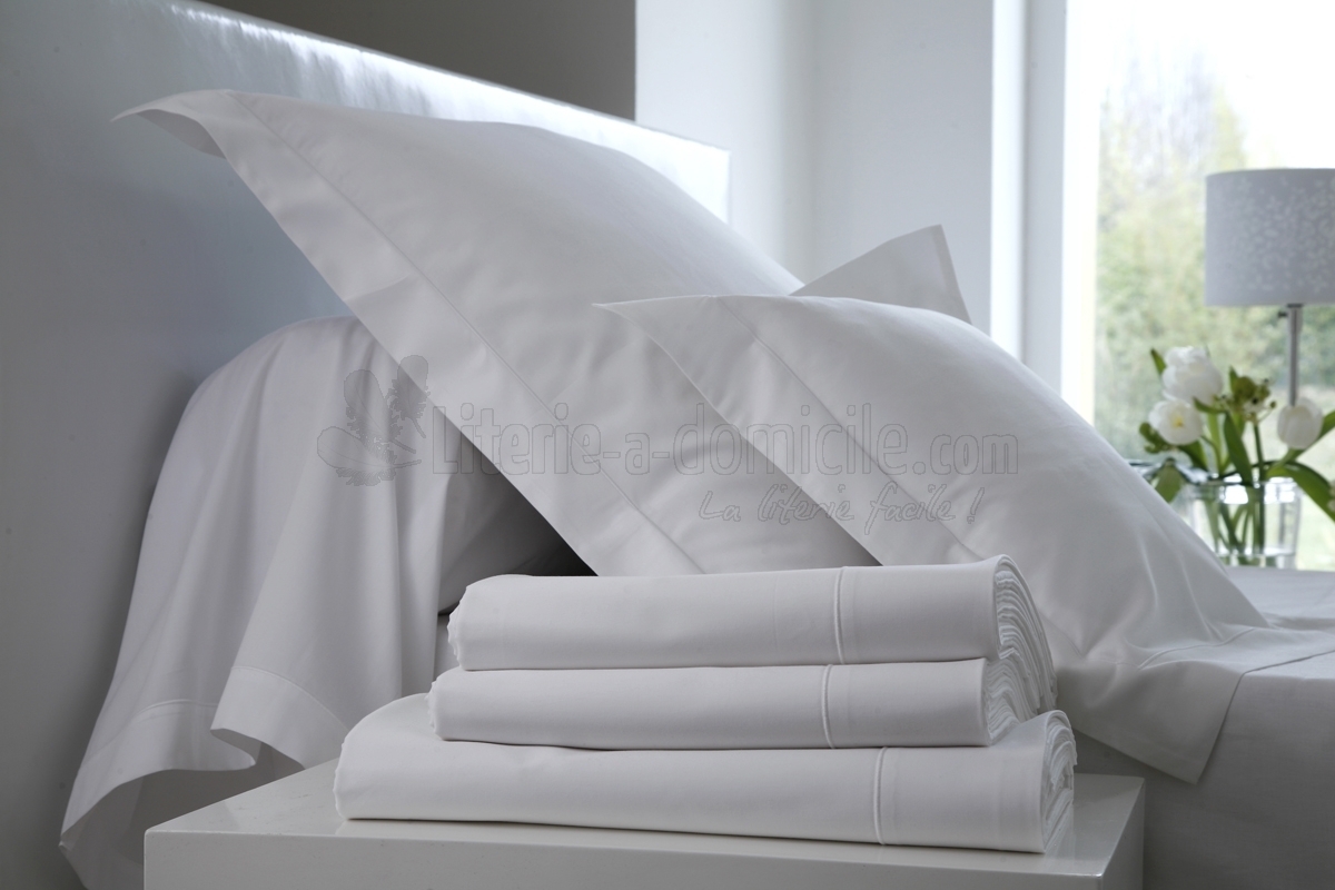 Drap housse 160 x 200 cm en Voile de coton - Blanc