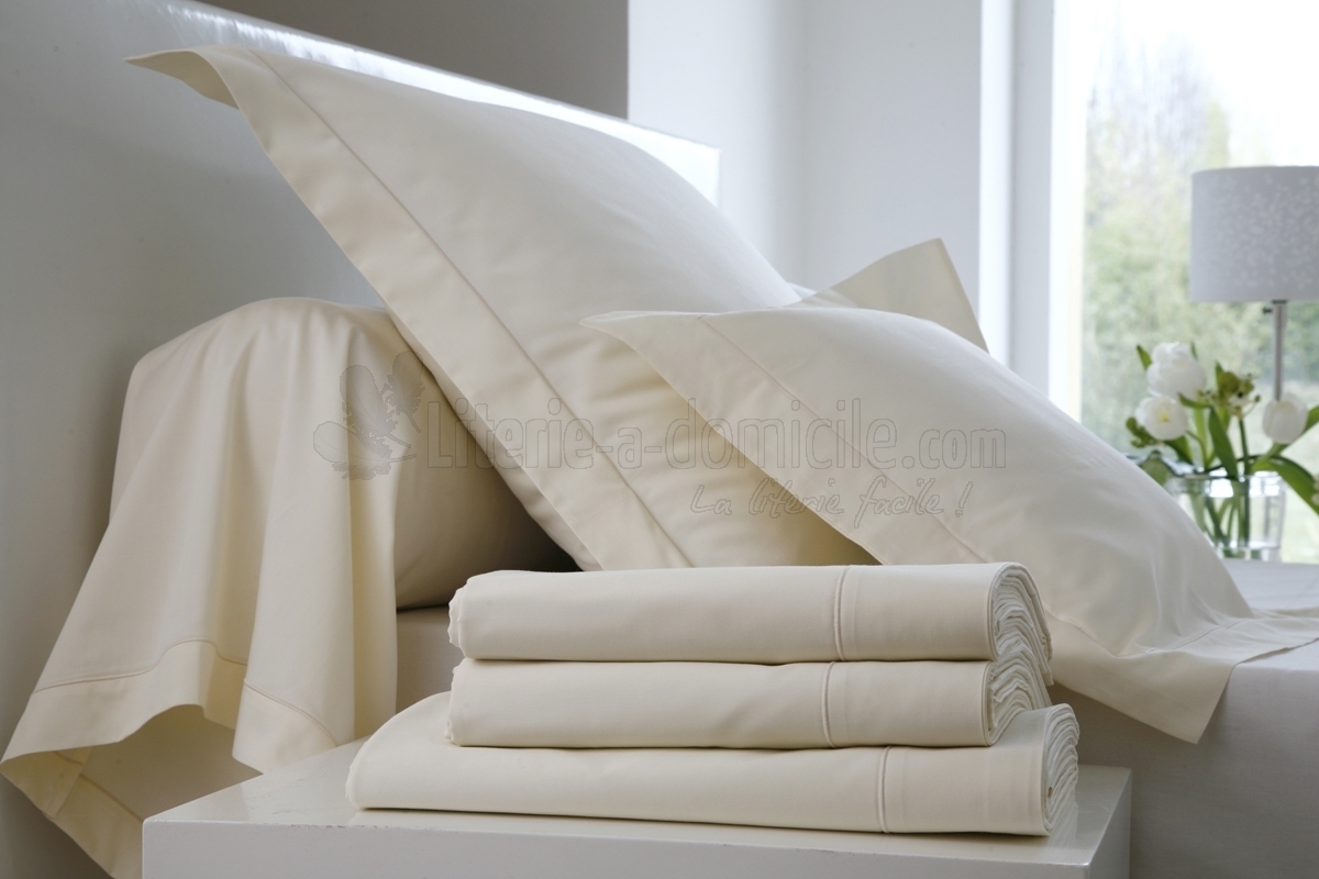 Drap housse bonnet large en percale pour matelas épais BLANC DES VOSGES